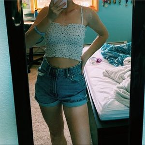 Brandy Melville crop top with blue tiny flowers